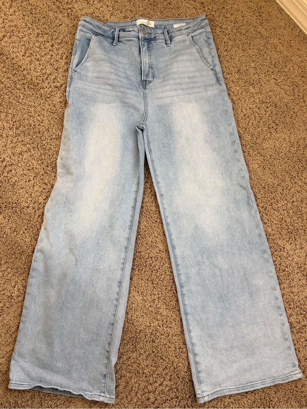 Women's Light Blue Wide Leg Jeans - High-Rise Flare